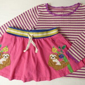 Mini Boden Sloth Applique Jersey Skort & T-Shirt Bundle, Size 3-4 Years